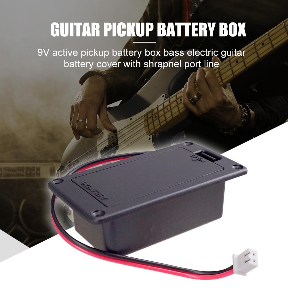 9V Guitar Pickup Battery Box Battery Holder Case Cover with Cable Contacts Parts Lightweight Portable Music Elements