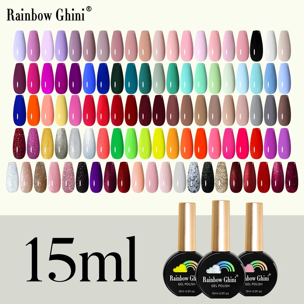 RG Gel Nail Polish 15ml Semi Permanent Varnish Supplies for Professionals Neon Manicure Top Base Coat UV LED Art 2024 241112