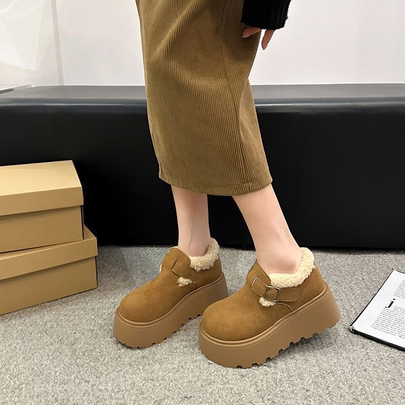 2024 Winter New Cotton Shoes with Velvet and Sponge Cake Thick Bottom for Increased Warmth, Women's Snow Boots