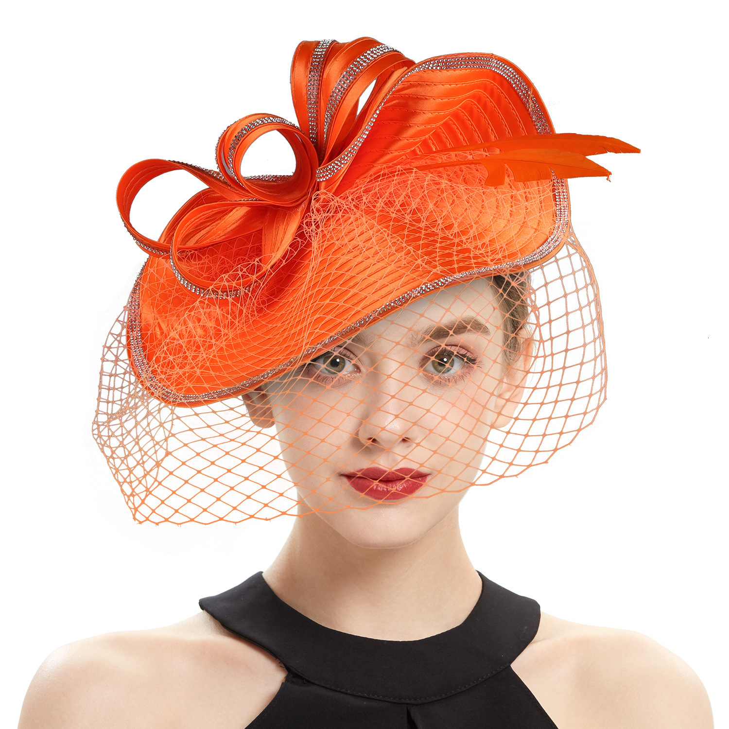 Perfect Most Satin Cloth Church Hat Deluxe Unique Pography Wedding Hat Fancy Formal Flower Fascinator Top Hat Female 240625