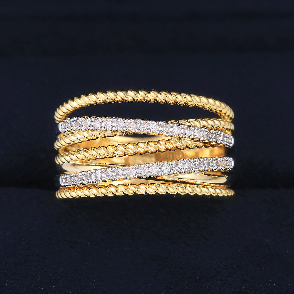Huitan New Arrival Twist Cross Finger Ring for Women Anniversary Ring Daily Wearable Versatile Classic Twine Rings Drop Shipping