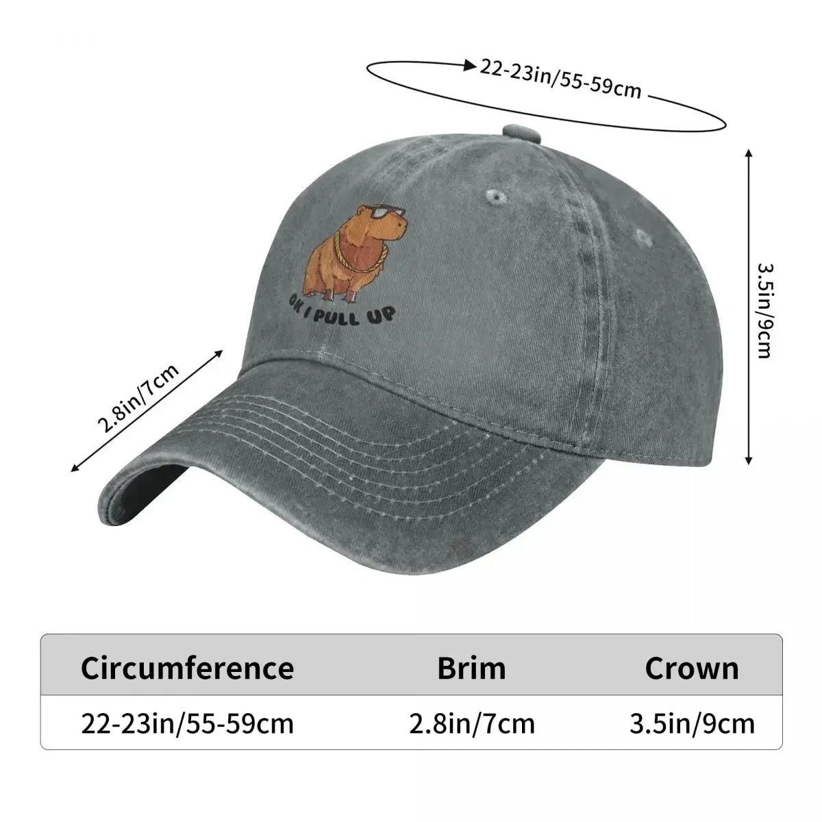 Vintage Washed Baseball Capybara Kawaii Caps Women Sunhat Snapback Animal Cap Hats smile