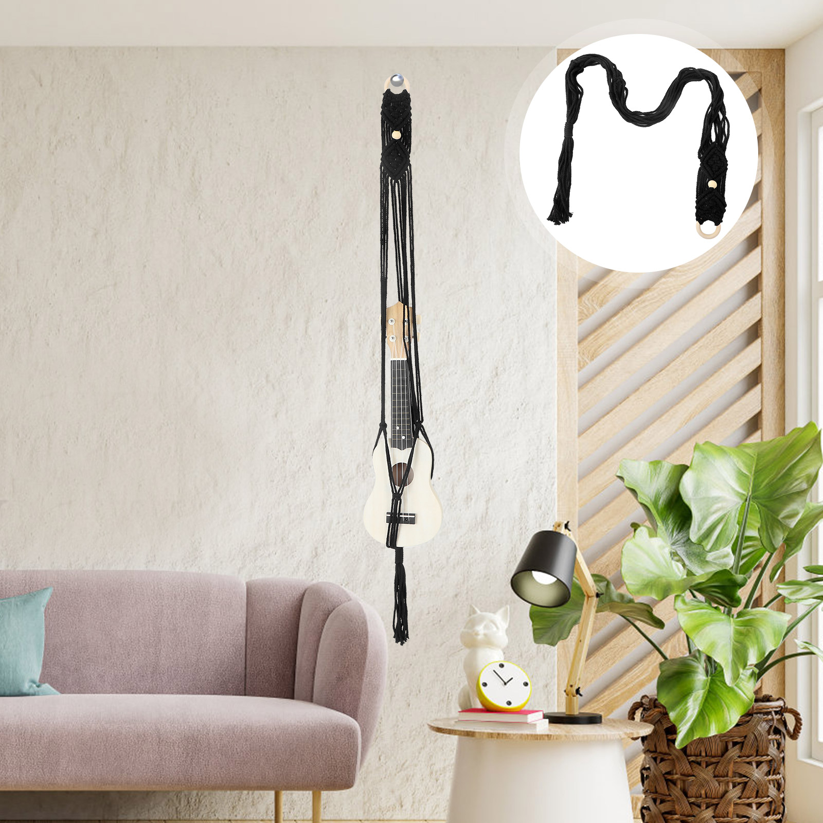 Rame Ddmysmile Rame Ukulele Hanger Small Guitar Hanger Wall Mount Woven Instrument ddmysmile Hanger Stand Holder Violin Concert Ukulele Smile
