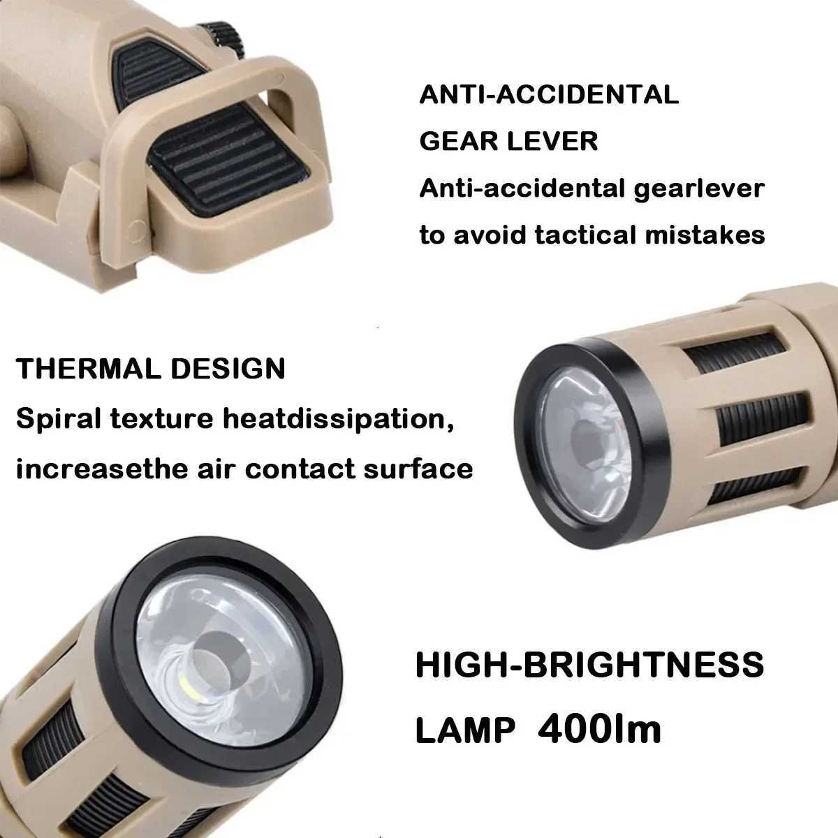 Tactical INFORCE WML APL Long/Short Nylon Rifle Pistol Flash D Light Suitable for 20mm Rail Air Gun Weapon Hunting Flashlight W241112