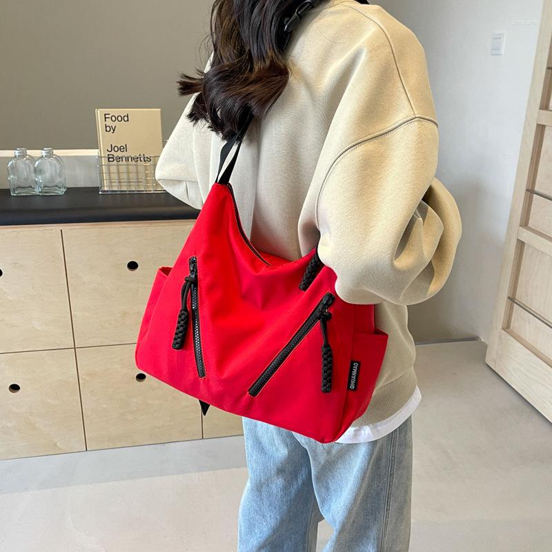 Totes Korean Style Large Capacity Lightweight Nylon Bag For Women Fashion All-match Artistic Solid Color Tote School zhanyishengli