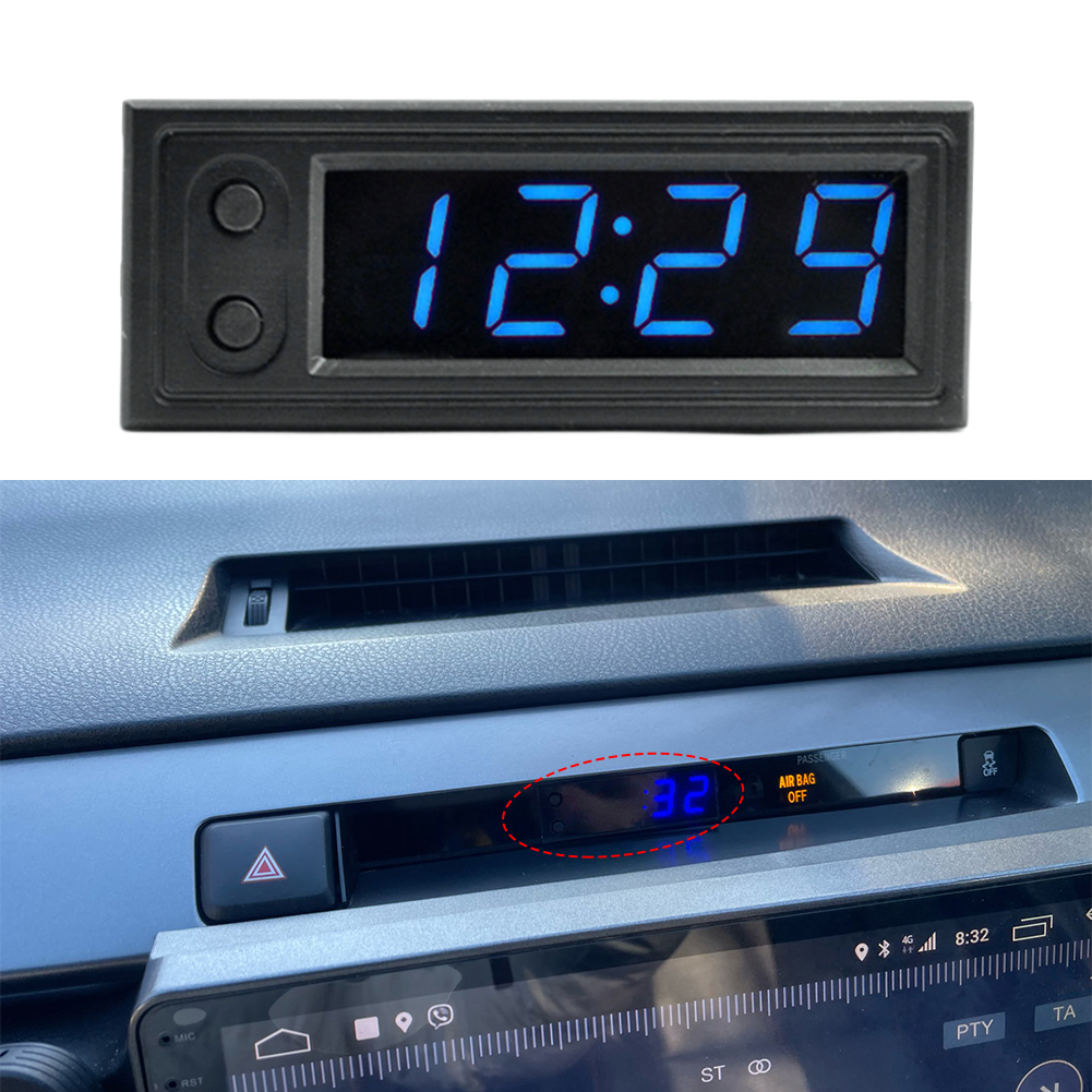 3 in 1 Car Temperature Clock 12V LED Display Car Thermometers Voltmeter Gauge Luminous Electronic Clock Vehicle Interior Parts
