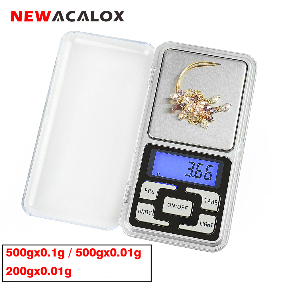 NEWACALOX 200g/500g Digital Pocket Scale 0.01g/0.1g Mini 2025 Electronic Grams Reloading Weight Scale new for Food Jewelry Kitchen Scale