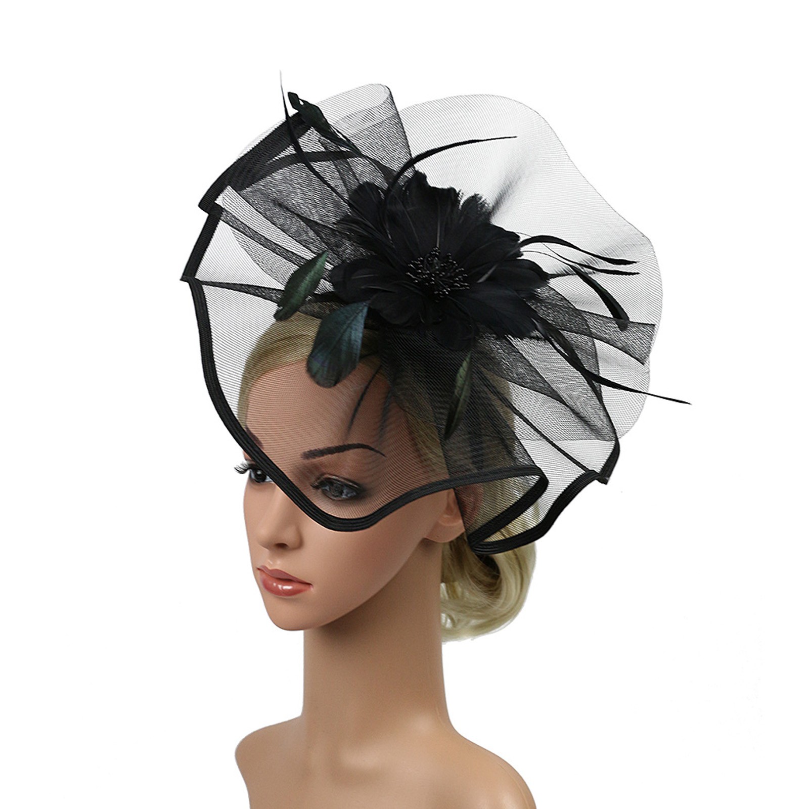 Hat Women Feather Headwear Church Clip Fascinators Hat Wedding Party Cap For Workout Head Bands Wet Hair Band Her Band smile
