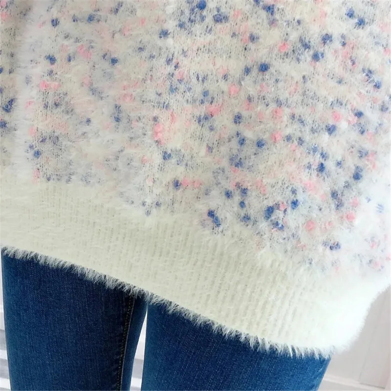 Korean womens floral womens autumn and winter sweater s mink velvet long sleeved casual bottom sweater 241113