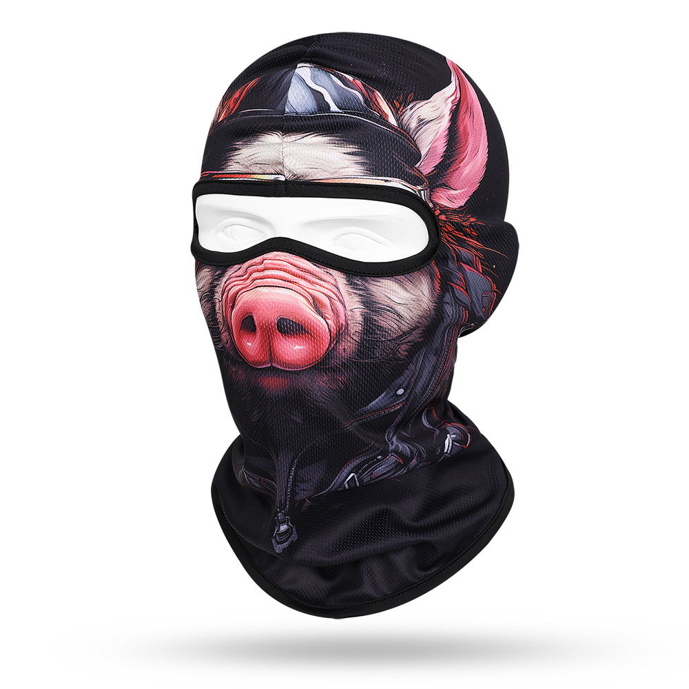 Quick Dry Breathable Headgear,New Cute 3D Animal Printed Mask,Motorcycle Motocross Biker Full Face Cap,Cycling Helmet Liner Hat,