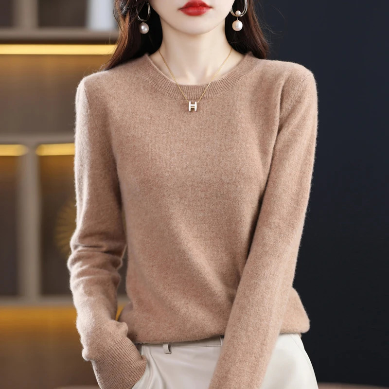 Autumn and Winter Cashmere Sweater 100% Pure Wool Womens O-neck Knitted Floral Fashion Loose Warm Bottom Sweater 241113