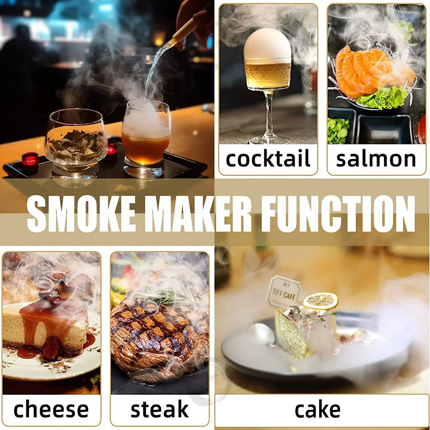 Cocktail Smoke Bubble GunSmoke Gun5Flavour Oil and Edible for Food Drink Bourbon Rum Coffee Meat Bar 241113