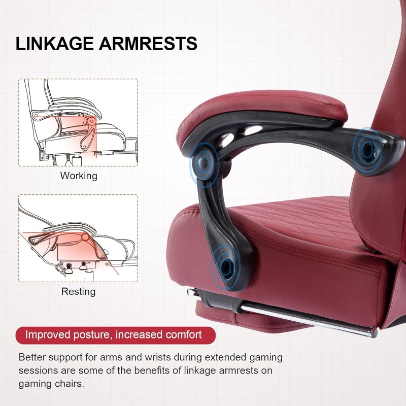 GTPLAYER Gaming Chair, Computer Chair with Footrest and Bluetooth Speakers, High Back Ergonomic Music Gamer Chair