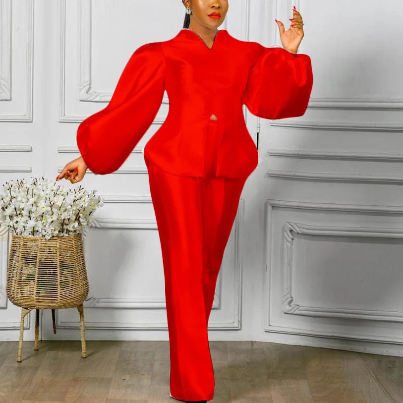 Elegant Office Ladies 2 Pieces Pants Sets Solid Satin Blouse Long Trousers Straight y High Quality Female Outfits 241111
