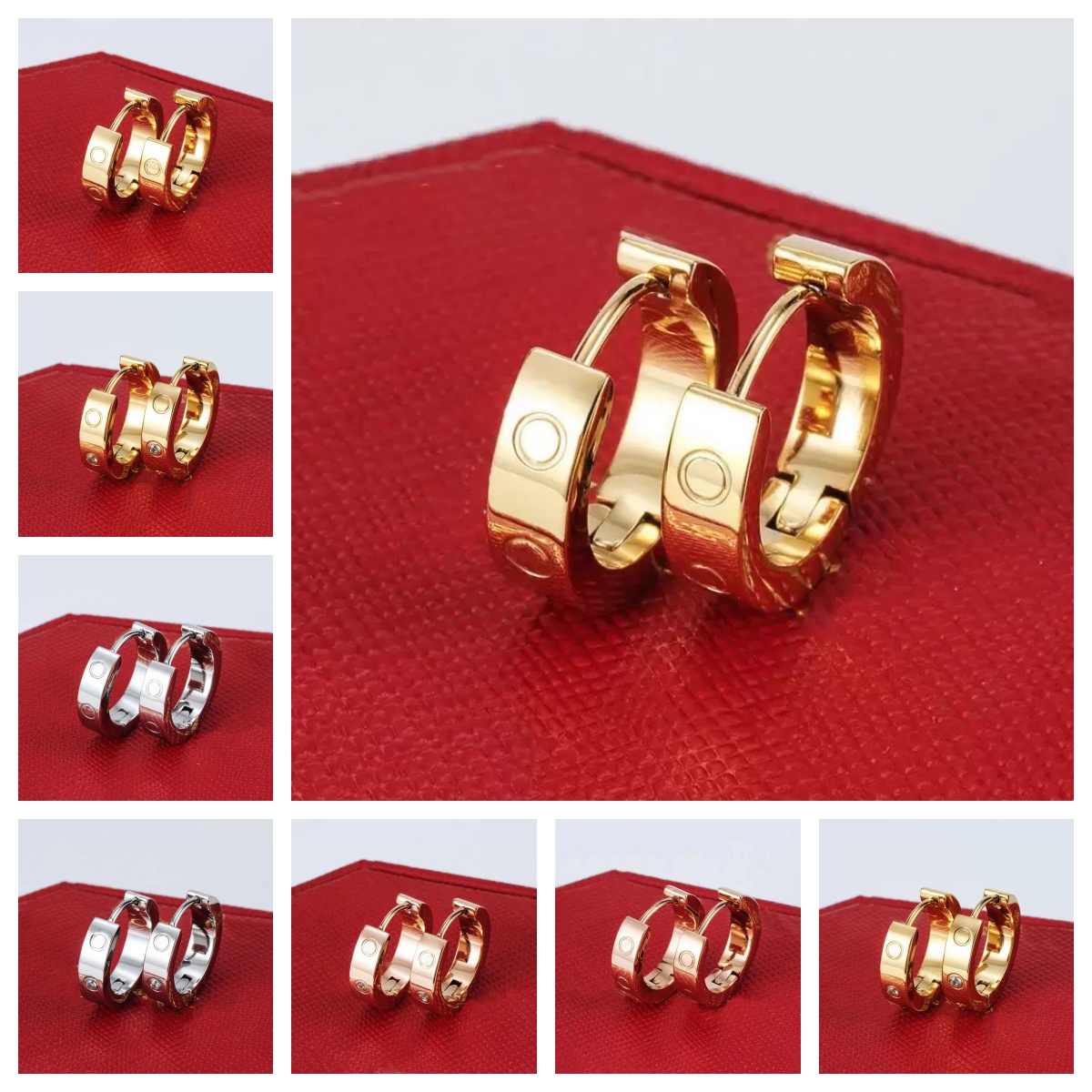 Earrings Designer Womens Earrings Diamond Fashion Vintage Delicate Simple Rings Party Wedding 18K Gold-Plated Anniversary Gift Jewelry Multi-color Multi-Size Gift