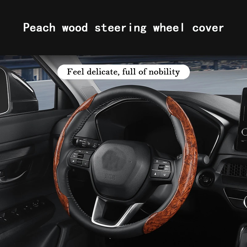 Steering Wood Universal Car Wheel Cover ddmysmile D-Shaped Round Steering Wheel Protective Cover Anti Slip Auto Interior Accessories Smile