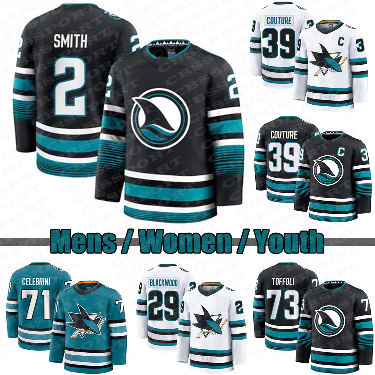 39 Couture Hockey Jerseys Men Women Youth 73 Toffoli 48 Hertl 29 Blackwood 88 Burns 2 Smith 3 Thrun 4 Cody Ceci 26 Thompson 71 Celebrini 38 Ferraro