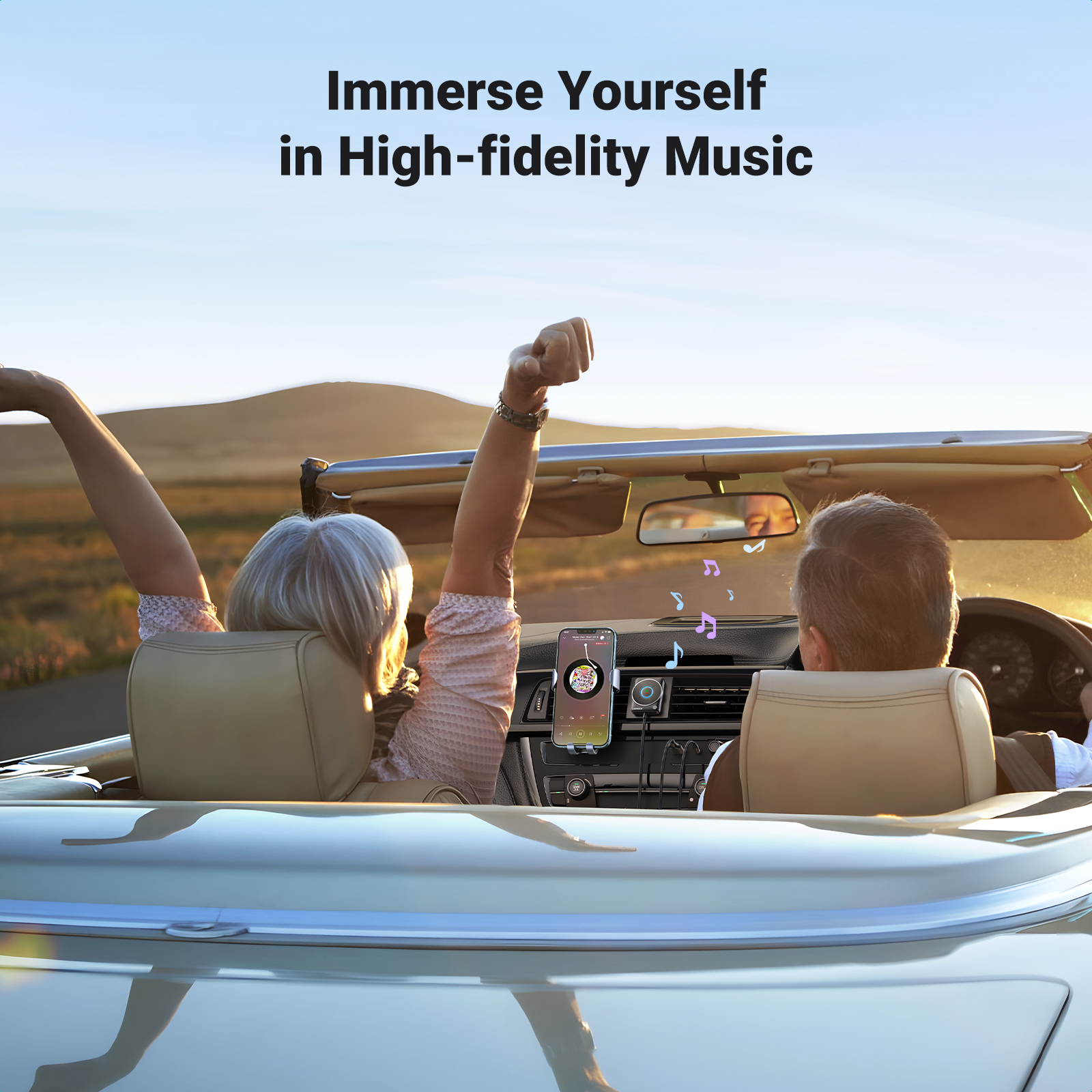 Adaptateur de récepteur Bluetooth 5.4 UGREEN avec micros et annulation de bruit, USB AUX Bluetooth Receiver Car Kit Stéréo Audio