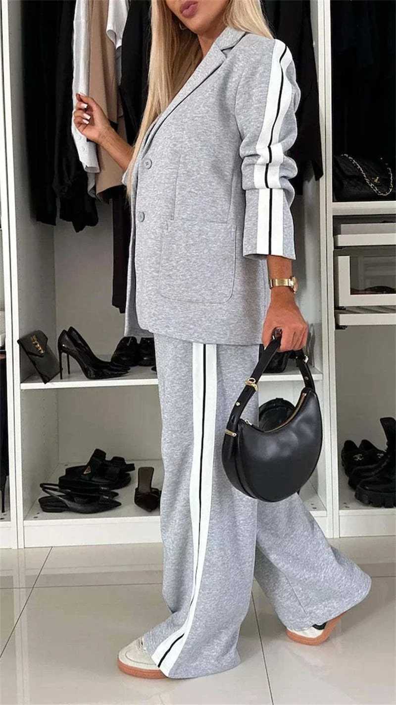 Streetwear 2 Piece Sets Women Outfit Winter Fall Clothes 2024 Women Blazer Coat Top and Pants Sets Casual Blazers Suit Woman SetX241112