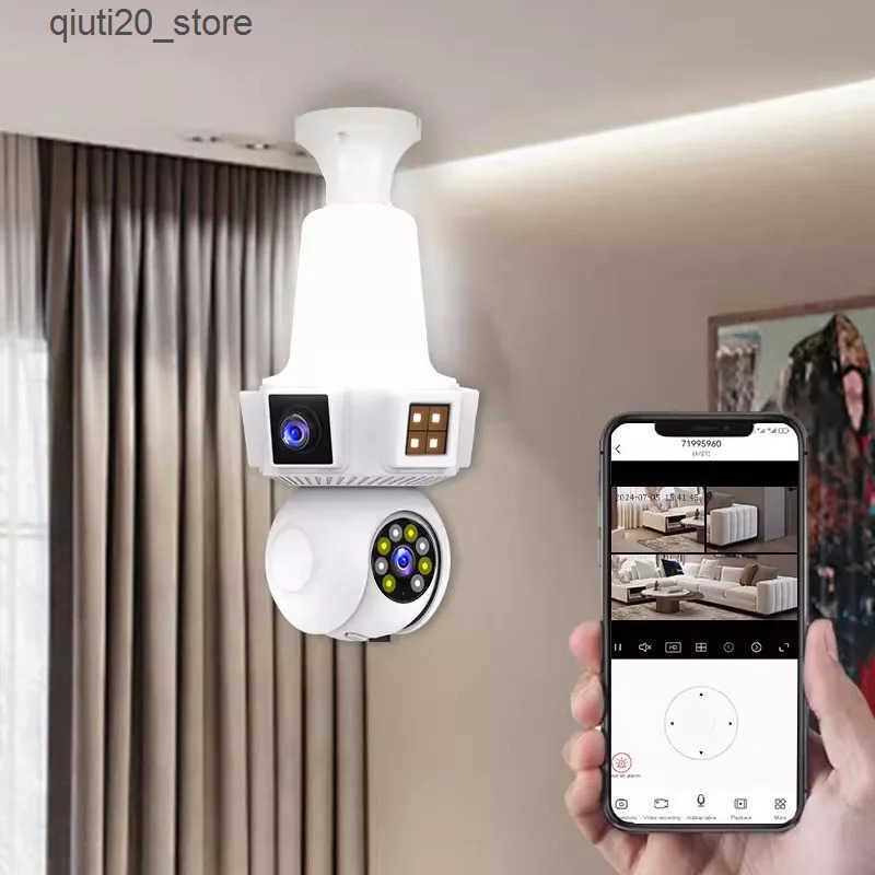 IP Cameras 6MP three lens V380Pro solar E27 wireless WIFI IP dome camera full-color AI human recognition home security CCTV monitor z250210