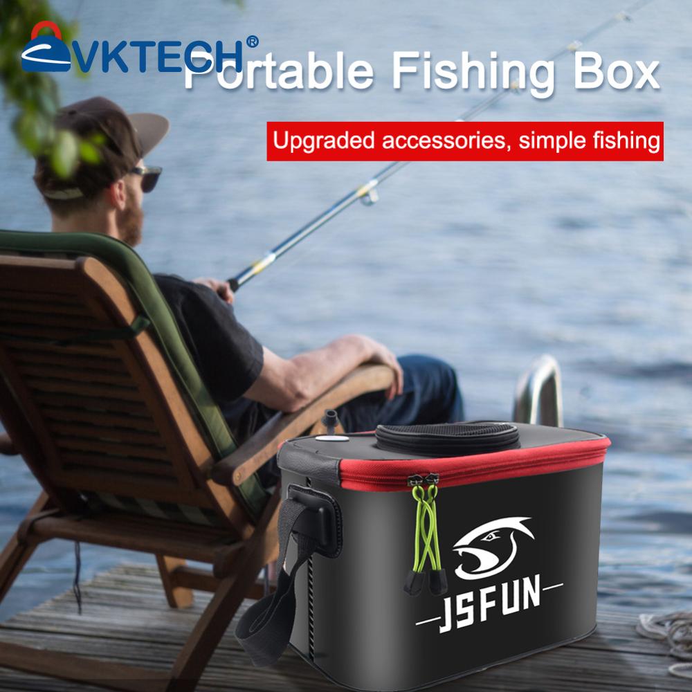 EVA Live Fish Box Carrying Handles Collapsible Fish Bait Bucket Breathable Net Top Cover Live Fish Container for Travel Camping