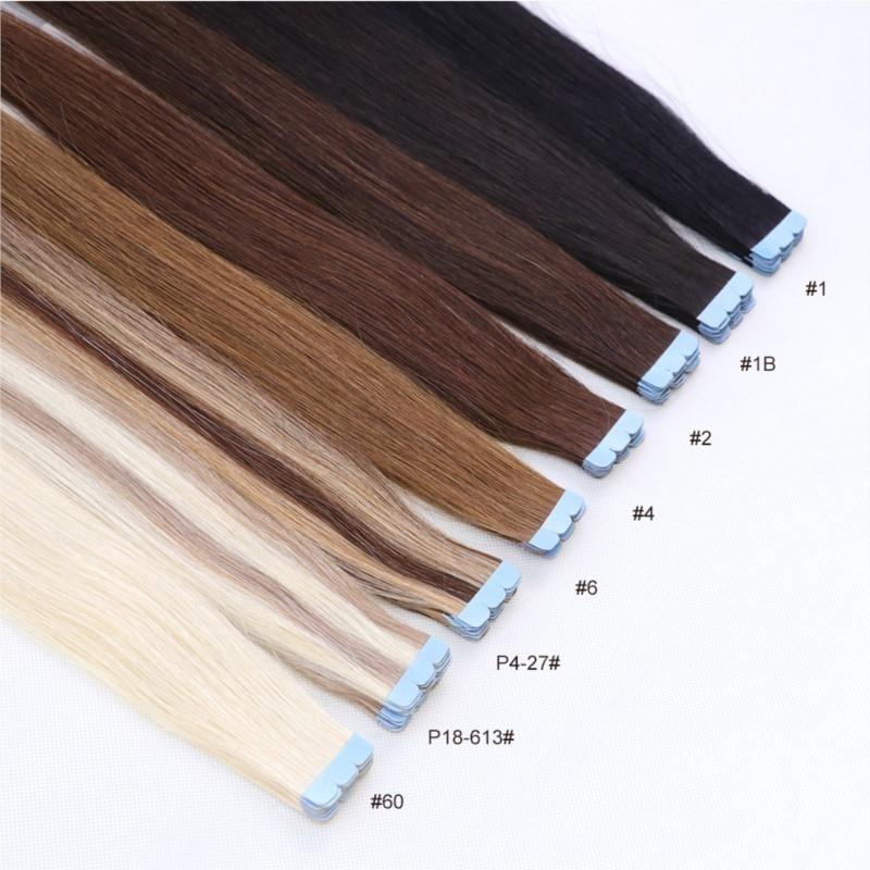 02# Chocolate Brown Mini Tape in Hair Extensions Human Hair Natural Hair Extentions 3x0.8cm Tape Weft Tape Ins 10pcs/pack