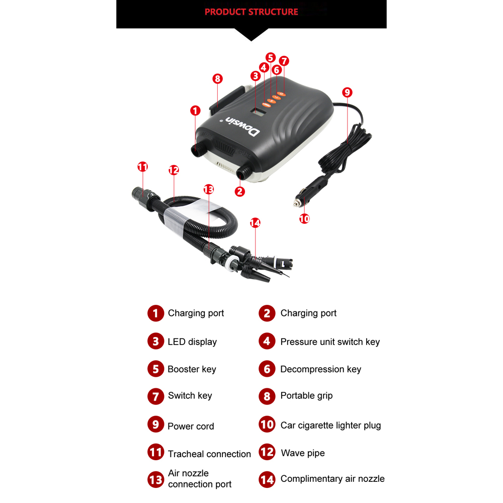 12Volt Vehicle Electric High-Pressure Pump Paddle Board Pump Inflatable Boat Inflatable Tent Inflator Auto Electric Pump 2024