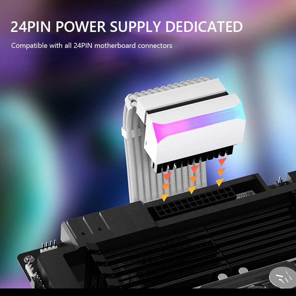 ATX 24Pin To 90 Degree Power Supply Adapter Computer Parts Motherboard Power Connectors 5V 3-pin ARGB DIY Mounting