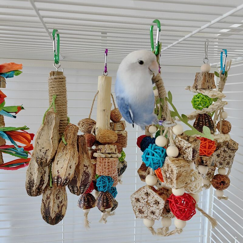 Colorful Hanging Parrot Bird Molar Toy Articles Parrot Bite Pet Bird Toy for Parrot Training Bird Cage Hanging Swing Biting Toys
