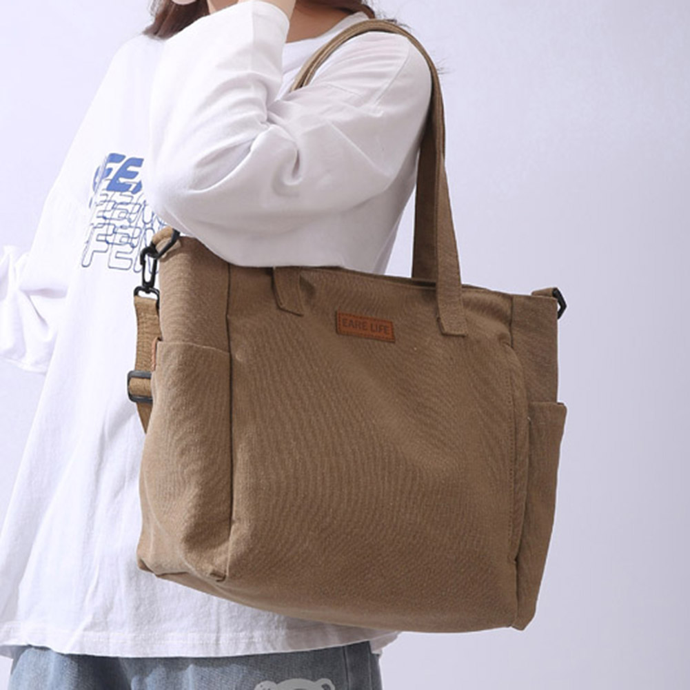 Portable Canvas Messenger Bags Large Capacity Female Crossbody Bags Vintage Casual Adjustable Strap Simple for Outdoor Sport