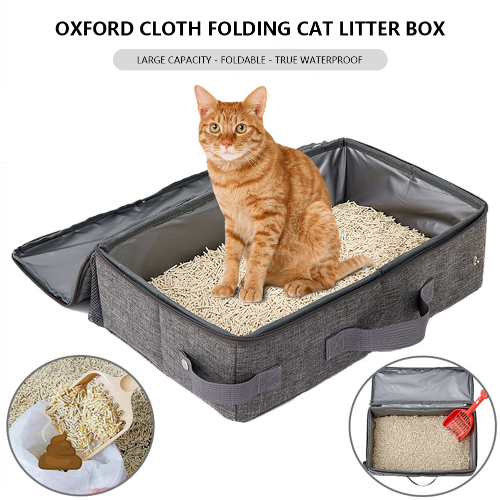 Portable Folding Travel Pet Litter Box Dog Toilet Tray with Shovel Cat Litter Potty Waterproof Outdoor Reusable Cat Litter Box