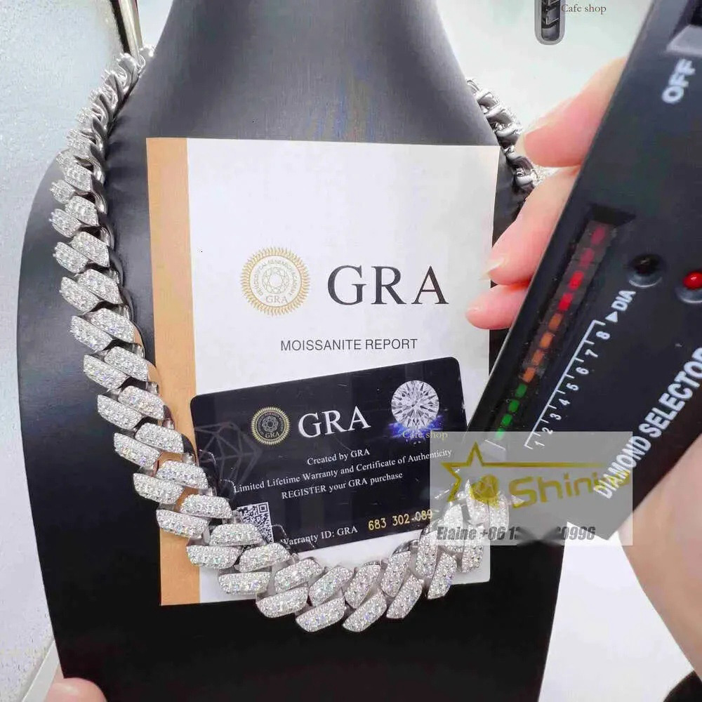 14mm Big Men Necklace Designer Jewelry Pendant Necklaces Bracelet with Seconds Over Tester Hip Hop Iced Out Vvs Moissanite Dia Sier Cuban k Chain AA+