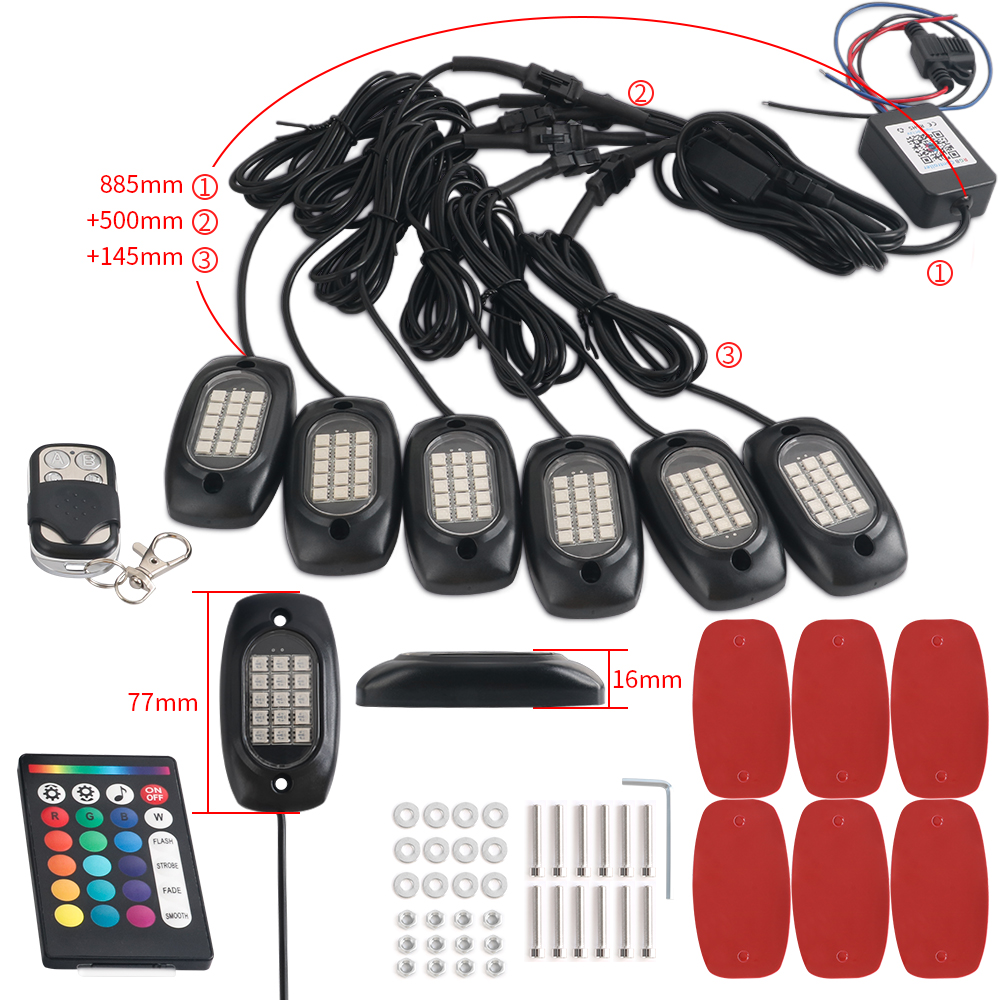 4/5/6 Pods Car Underglow Lights Car Ambient Light With App Control Flashing Music Mode RGB LED Rock Lights for Truck Accessories