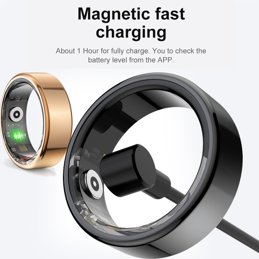 Ring 2024 Smart Health Monitor For Men Women Thermometer Blood Pressure Heart Rate Sleep Monitor IP68 Waterproof For IOS Android smile