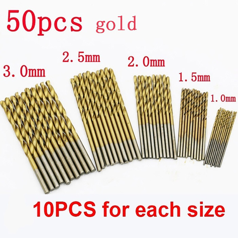 Titanium Coated Drill Bits HSS High Speed Steel Drill Bits Set Tool Power Tools 50/100Pcs