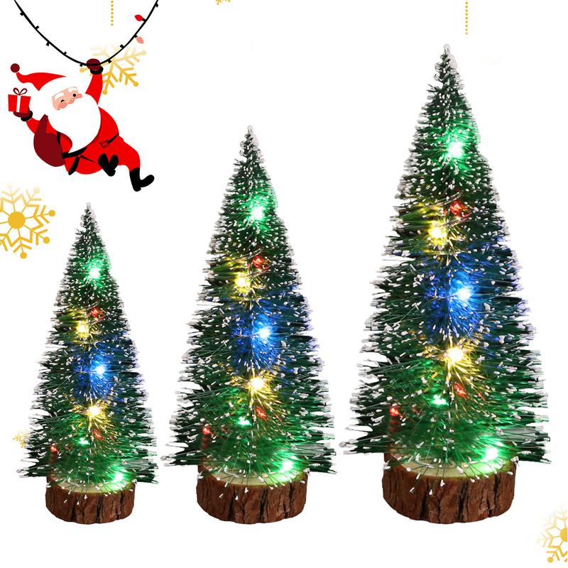 Tree Christmas Mini 3pcs Desktop LED Christmas Tree Desktop Ornament For Bedroom Bookshelf Garden Kids Room Dorm And More smile