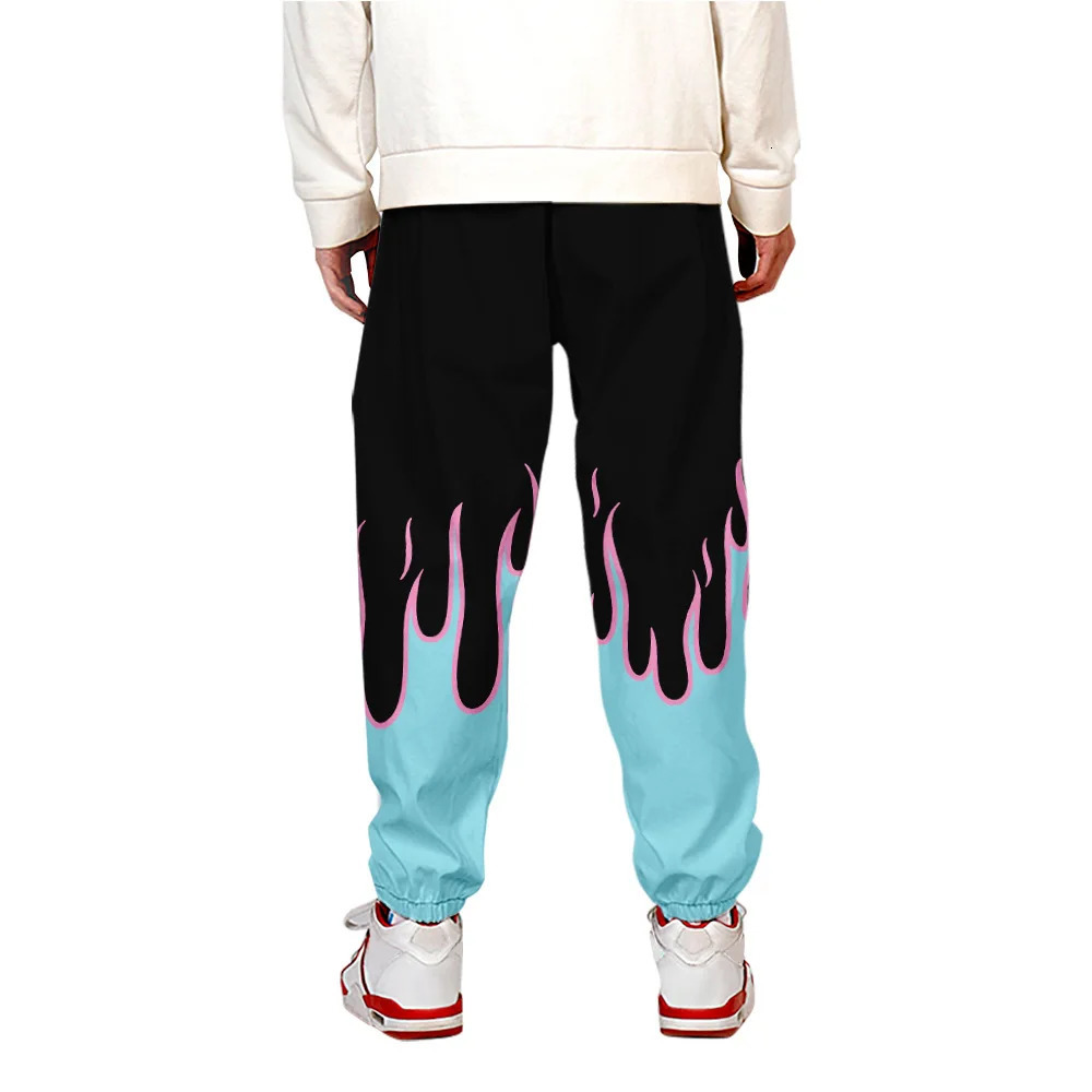 Red and yellow flame sports pants womens streetwear Y2k hip-hop dance skateboard sports pants Trouser fitness jogging pants 241112