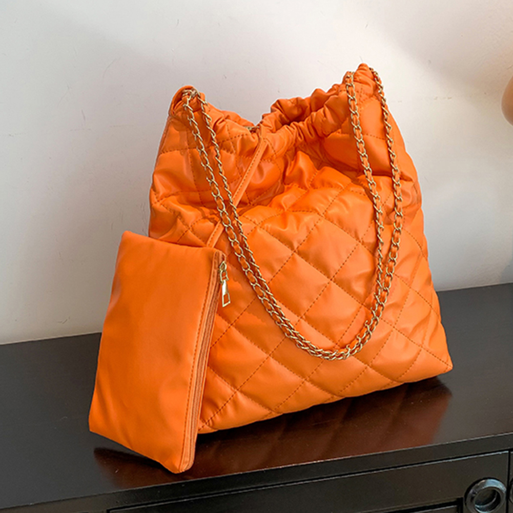 Tote Bag Women Crossbody Bag Large Capacity PU Solid Color Underarm Bag Rhombus Simple Female Commuter Handbag for Office Travel