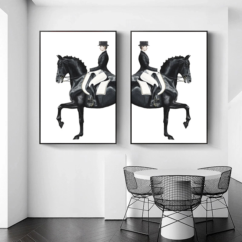 Lanjia Classic Nobility Equestrian Poster Prints Contemporary Horse Riding Canvas Painting Wall Art Mural For Living Room Home Decor F Ed