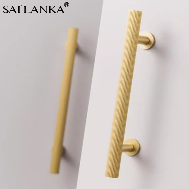 Modern Black Golden Silver Handle Solid Brass Kitchen Cabinet Door Knob Furniture Drawer Pull Hardware Pulls T Bar Handle
