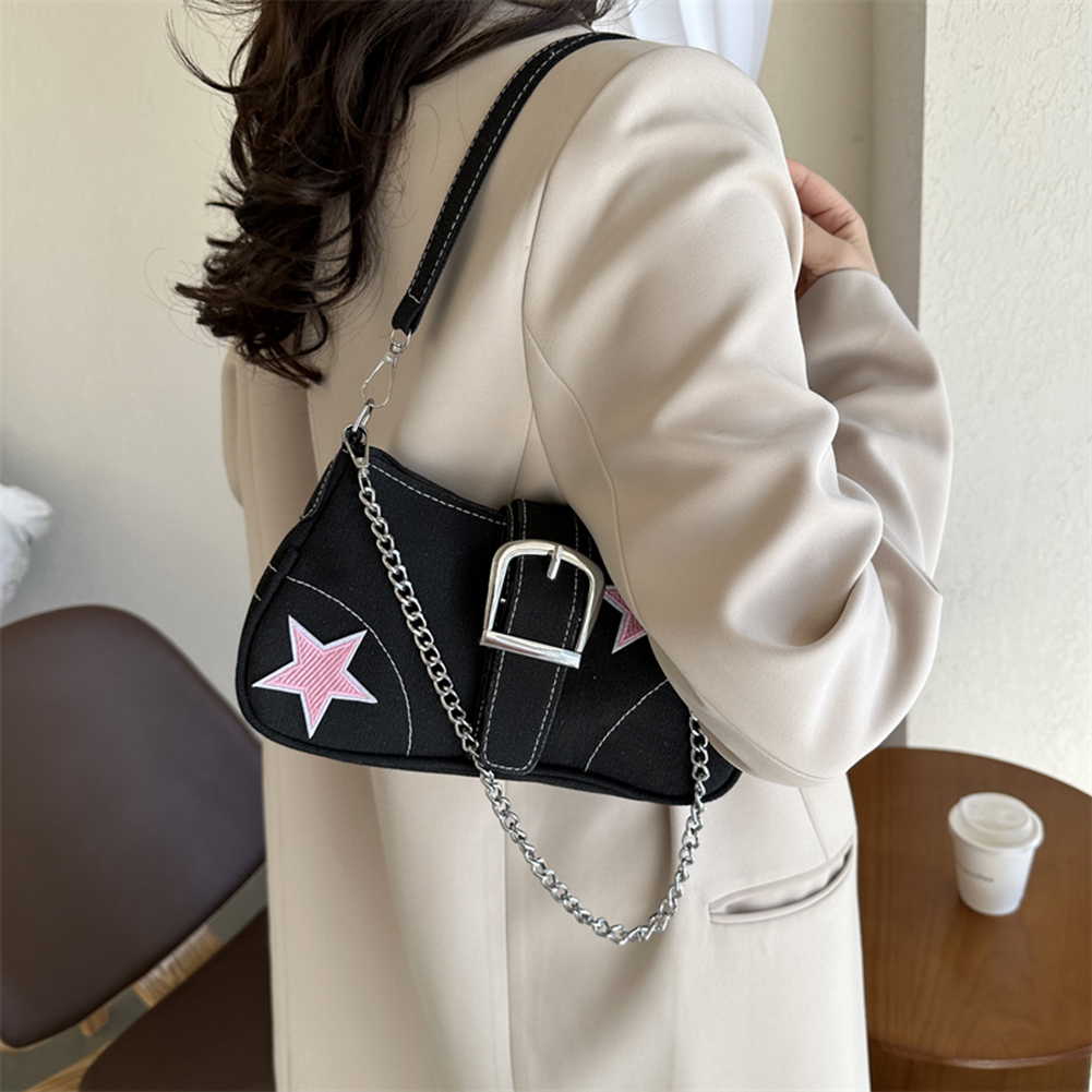 Star Chain Shoulder Bag Casual Women Crescent Bag Versatile Satchel Hobo Bag Crossbody Armpit Bag Daily Dating Purses