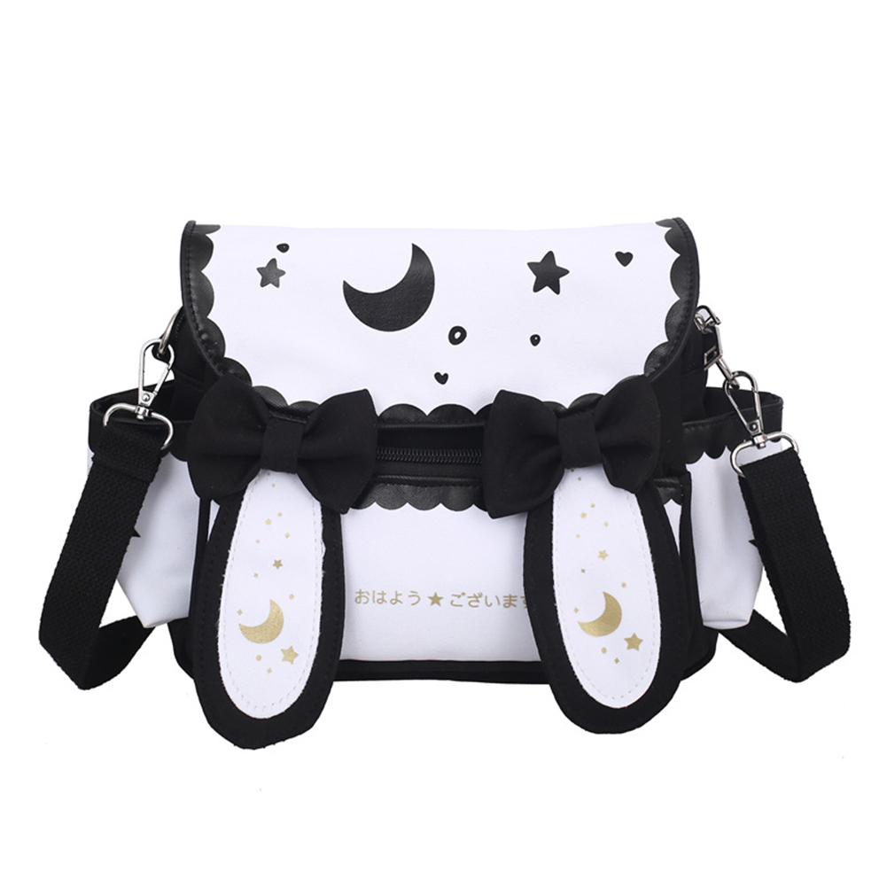 Women Moon Star Printed Bag Japanese Style Cute Rabbit Crossbody Bag Adjustable Strap Anime Satchel Bag Student Schoolbag