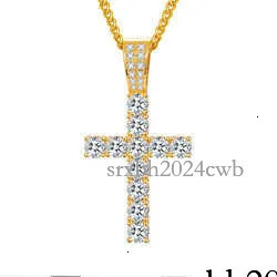 Fine Jewelry Sterg Sier Pass Dia Tester 5mm Vvs Moissanite Classic Cross Pendant Necklace for Men Women