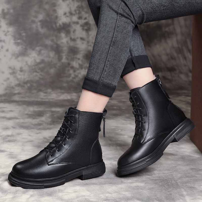 AIYUQI Ankle Boots Women Winter 2024 New Large Size Snow Boots Women Genuine Leather Wool Non-slip Women Motorcycle Boots