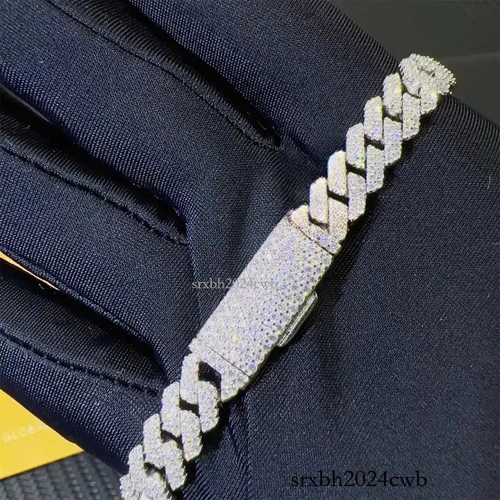 8MM VVS moissanite with sier necklace Custom sized Cuban chain Hip Hop Style Chain