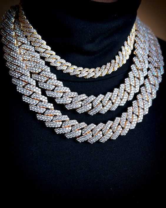 Hip Hop Jewelry Chain Necklace Fashion Men Miami 18K Solid Gold Jewelry Custom Full Diamond Moissanite Cuban Link Chain Price