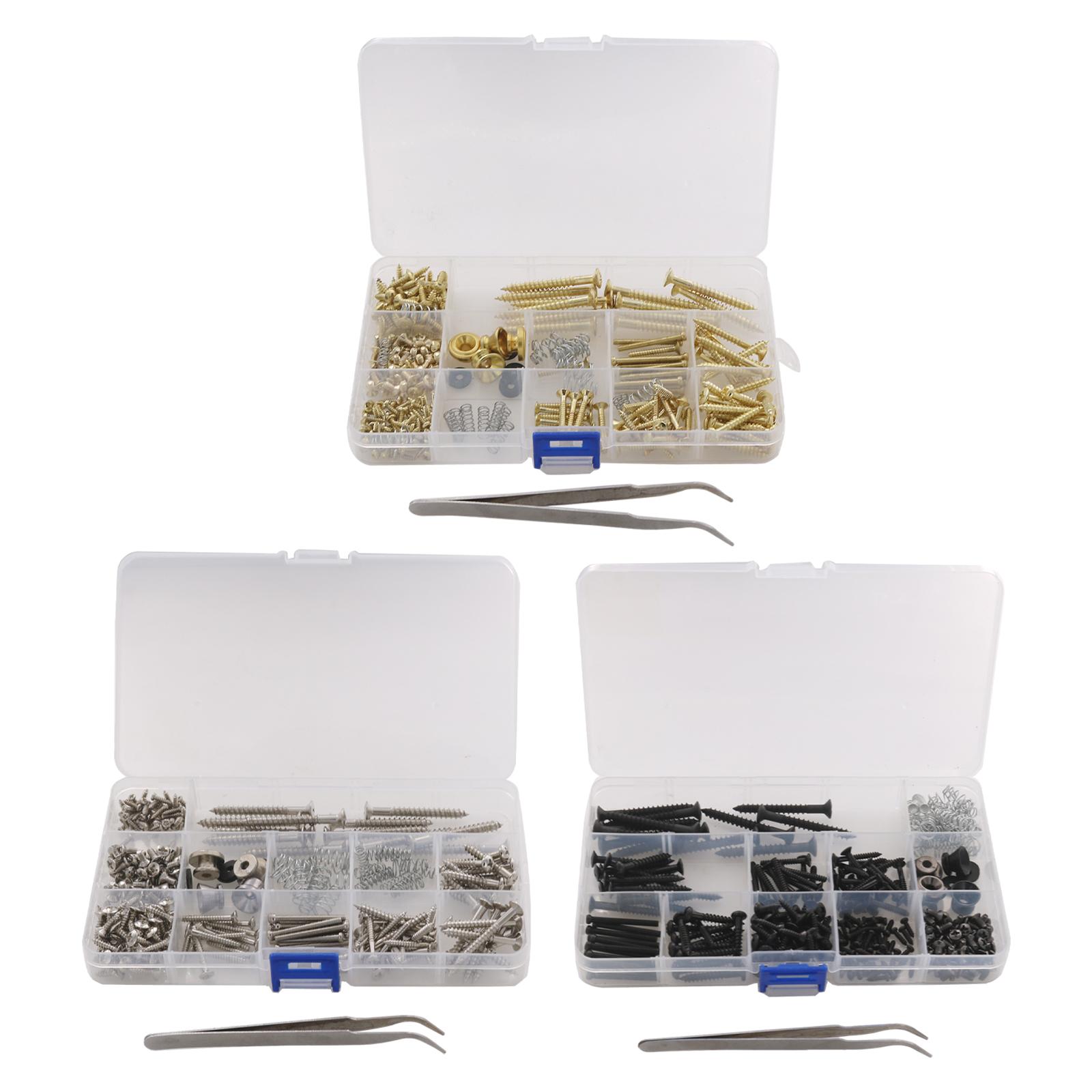 262Pcs Guitar Screw Kit Guitar Repairing Screw Set Elbow Tweezers DIY Guitar Kit Guitar Hardware Luthier Parts for Neck Plate