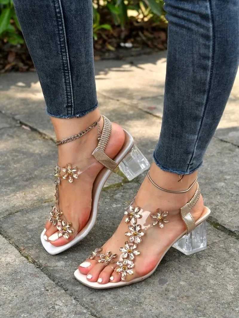 2022 Summer New Fi Wens Bg wers Rhine Transparent Root Open Toe Sandals Y241219