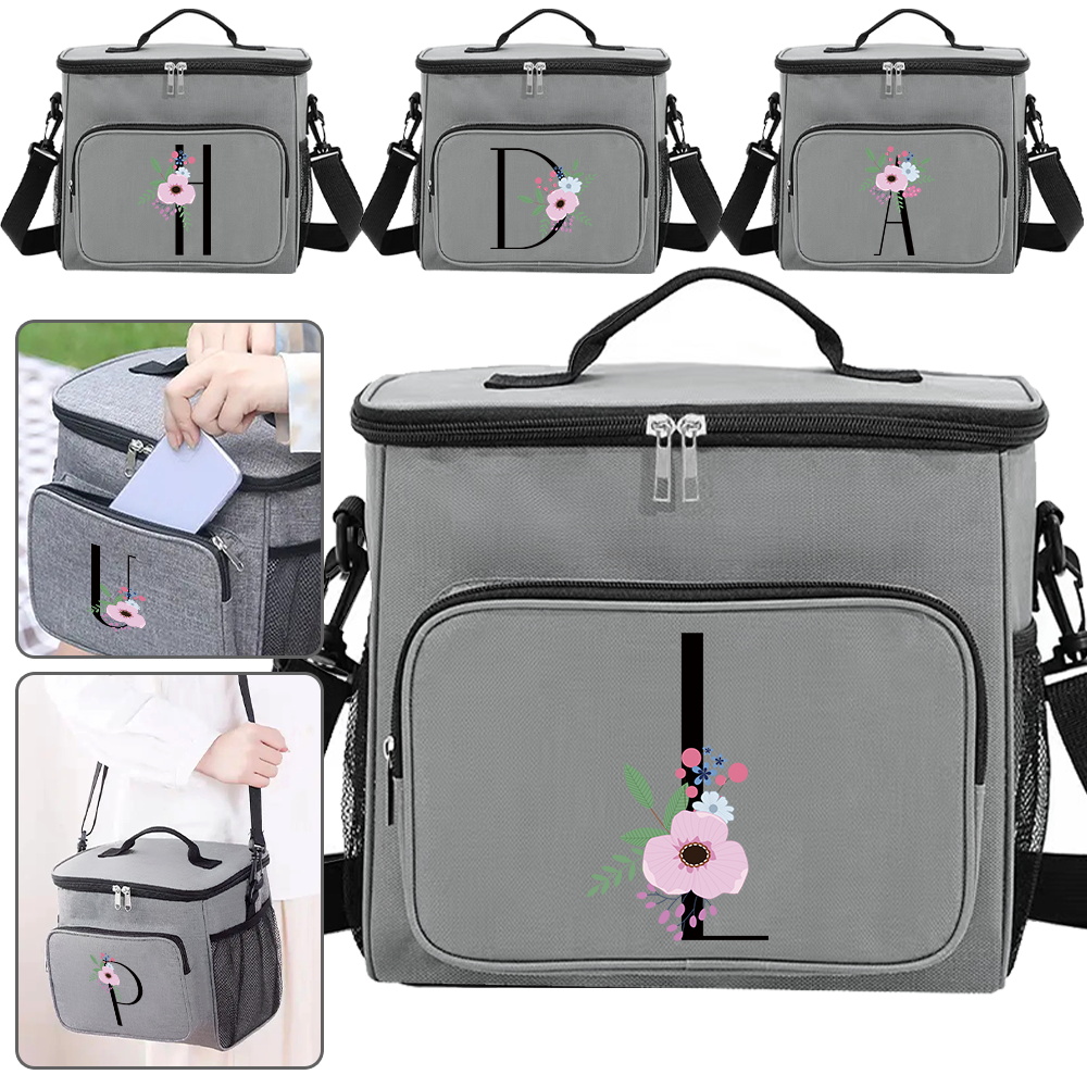 Lunch Food Storage Bag Organizer Ddmysmile Bag Grey Color For Toddlers Cute Easy-To-Clean Lunch Box 2024 Flower ddmysmile And Blackprinting Series Smi