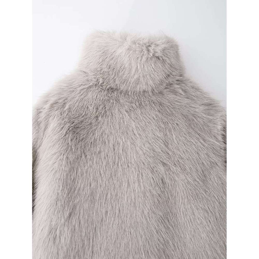shanshi fur coat women Women's winter warm standing collar faux fur coat